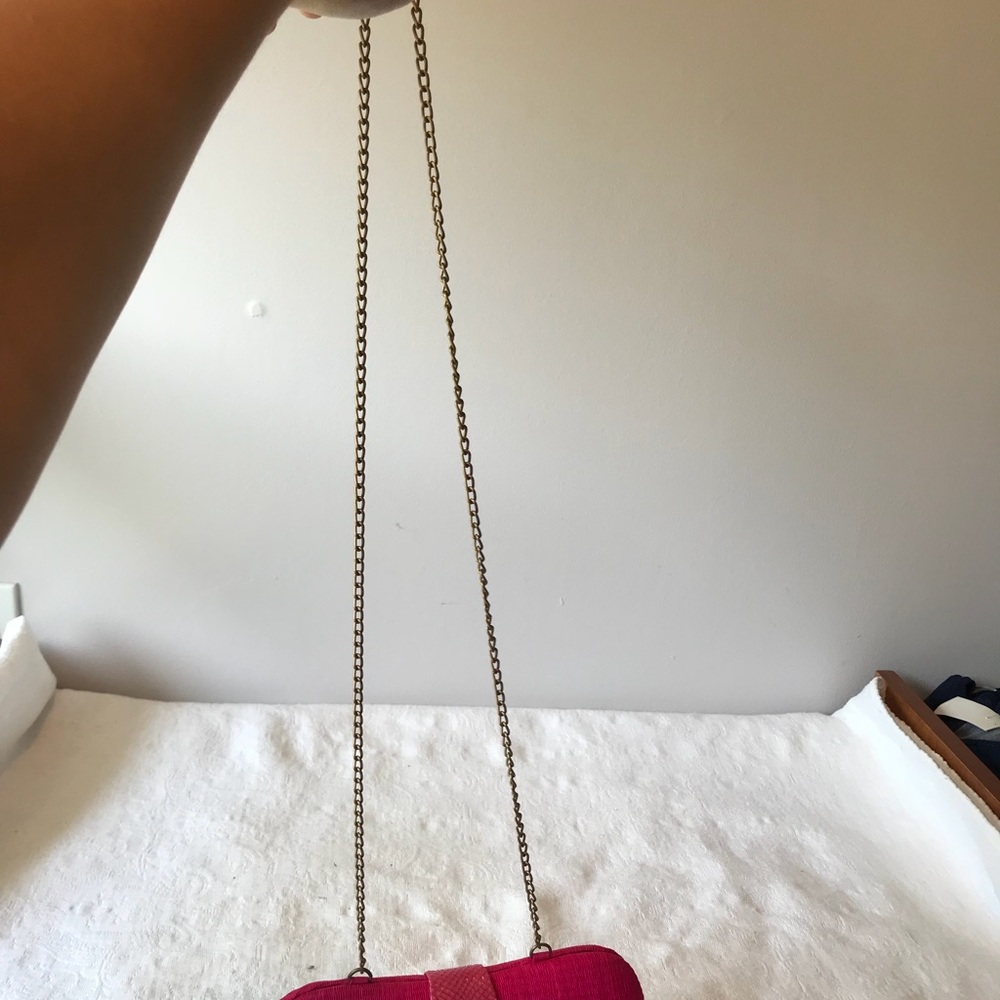 Hot Pink Handbag Clutch W/Python - Picture 7 of 7